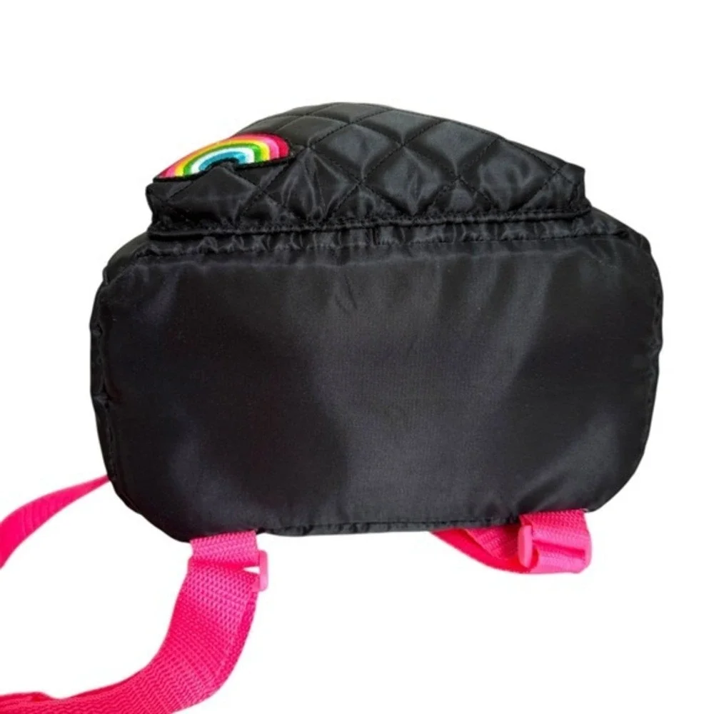 Claire's Checkered Daisy Patch Black Quilted‎ Mini Backpack